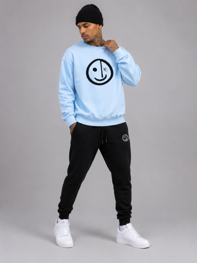 Azul bb — Conjunto de moletom gola careca smilie street