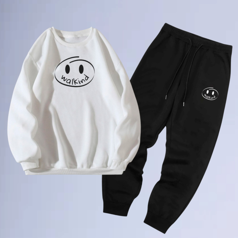 Conjunto de moletom gola careca walkind allehujah