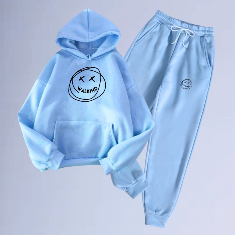 Conjunto de Moletom Canguru Walkind Smilie Azul Bebe