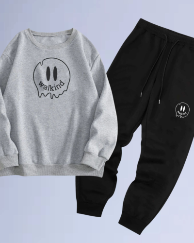 Conjunto de moletom gola careca smilie melt
