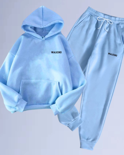 Conjunto de Moletom Canguru Walkind Logo Small Azul Bebe