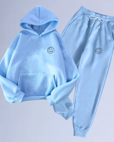 Conjunto de Moletom Canguru Walkind Smilie small Azul Bebe
