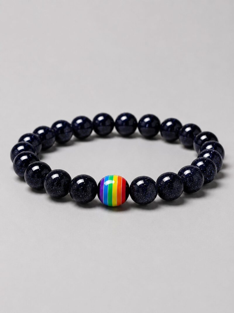 Preto — Pulseira Pride Pedra Estrela Arco-Íris da Liberdade