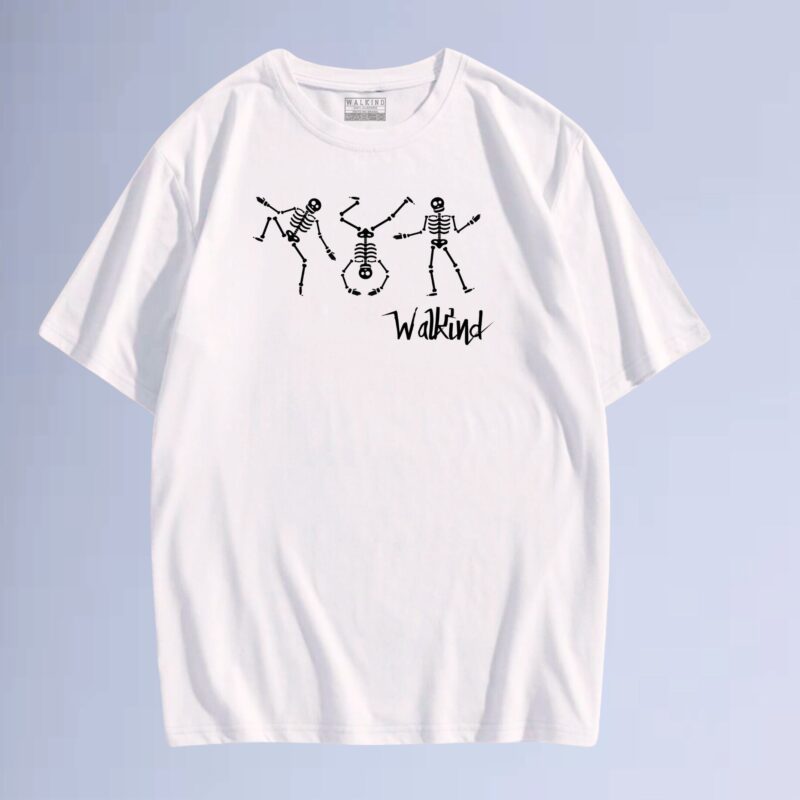Branco — Camiseta dancing skull