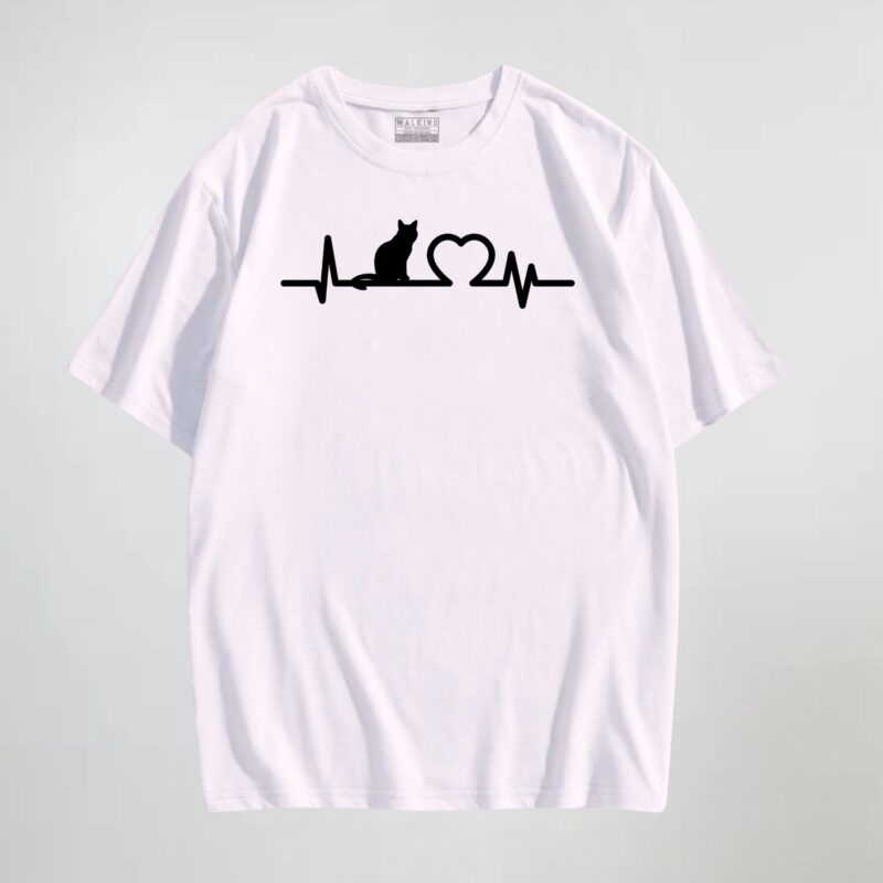 Branco — Camiseta love cat