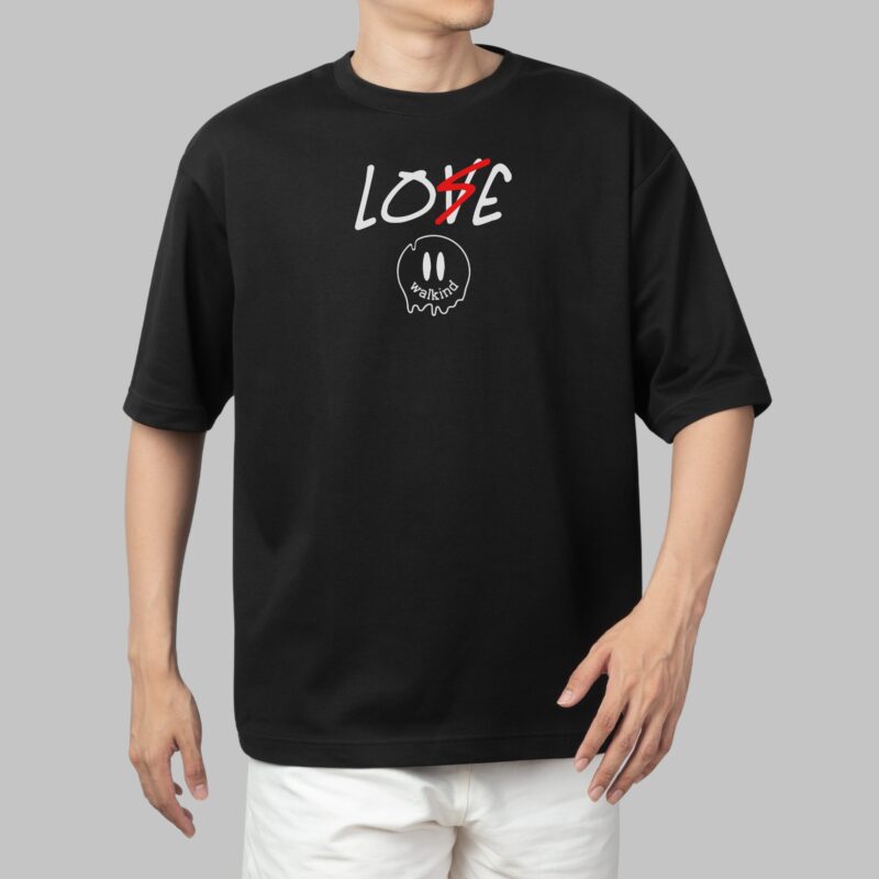 Branco — Camiseta oversized walkind love lose