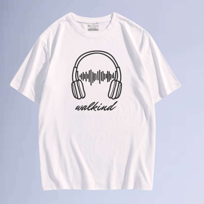 Branco — camiseta walkind music headphone