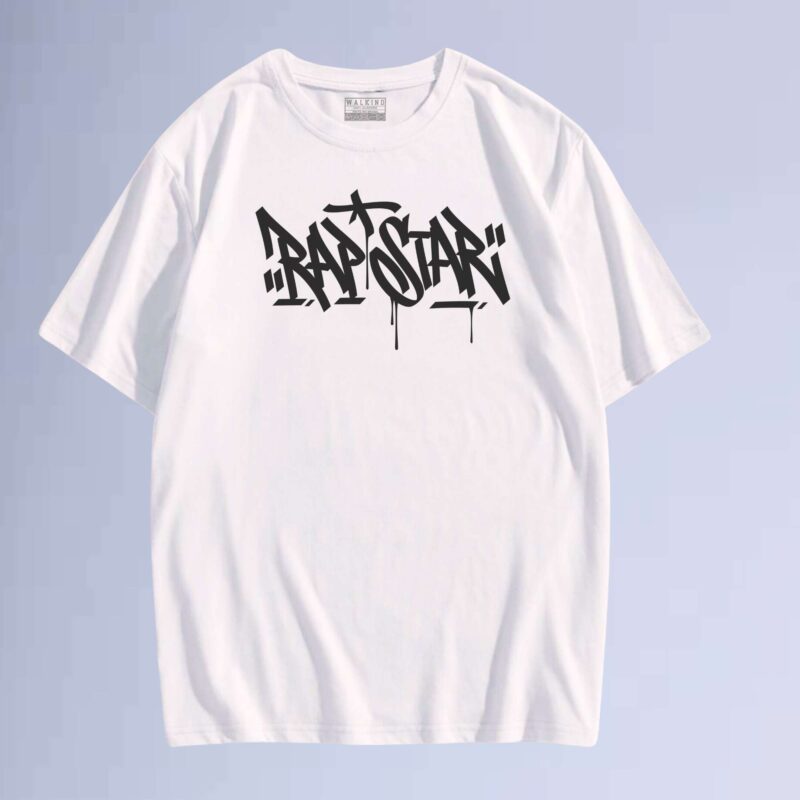 Branco — camiseta walkind rap star