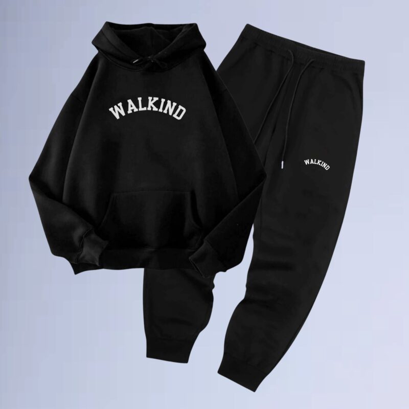 Preto — Conjunto de Moletom Canguru Walkind Indonesi