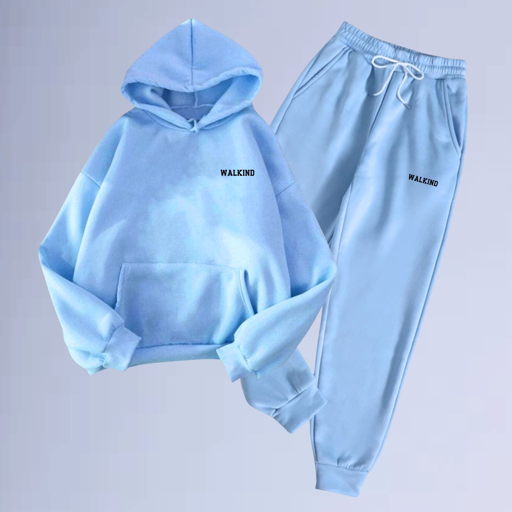 Conjunto de Moletom Canguru Walkind Logo Small Azul Bebe | WALKIND