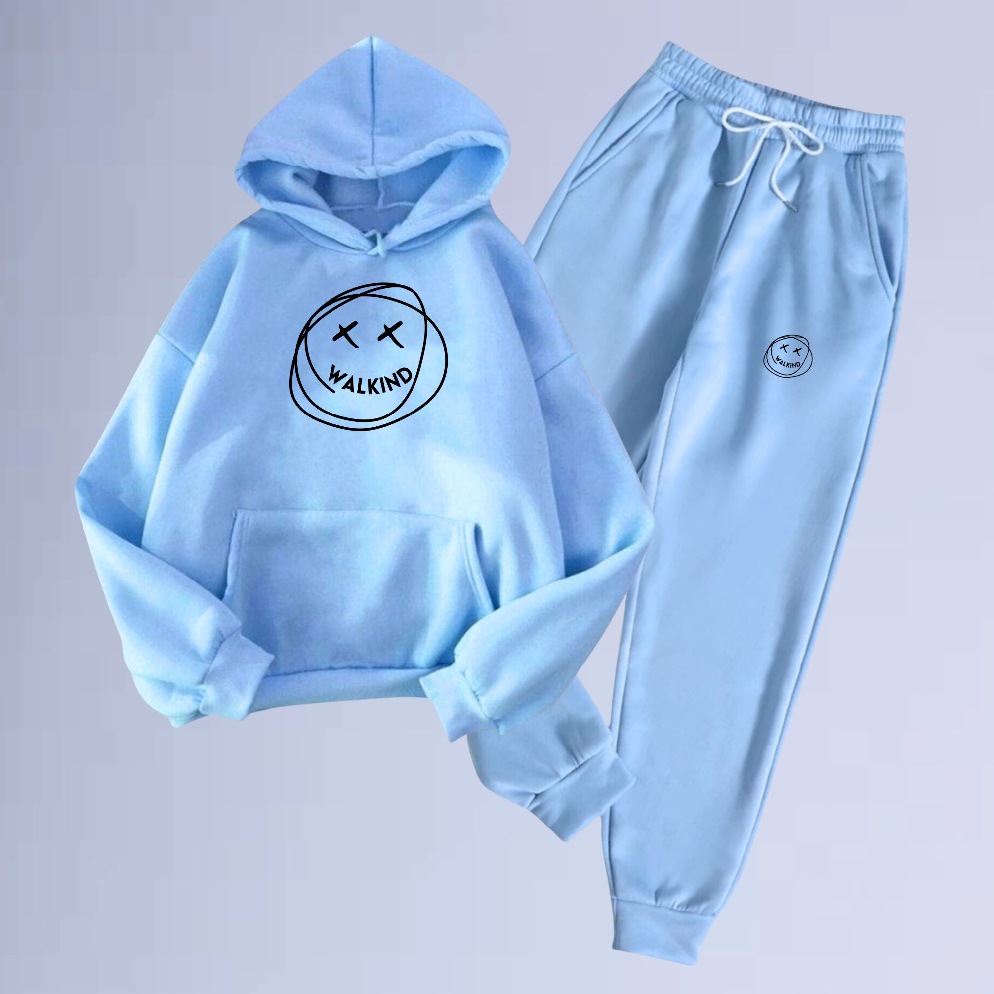 Conjunto de Moletom Canguru Walkind Smilie Azul Bebe | WALKIND