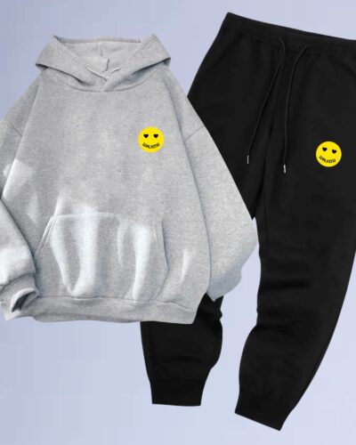 Conjunto de Moletom Canguru Walkind Smilie Yellow