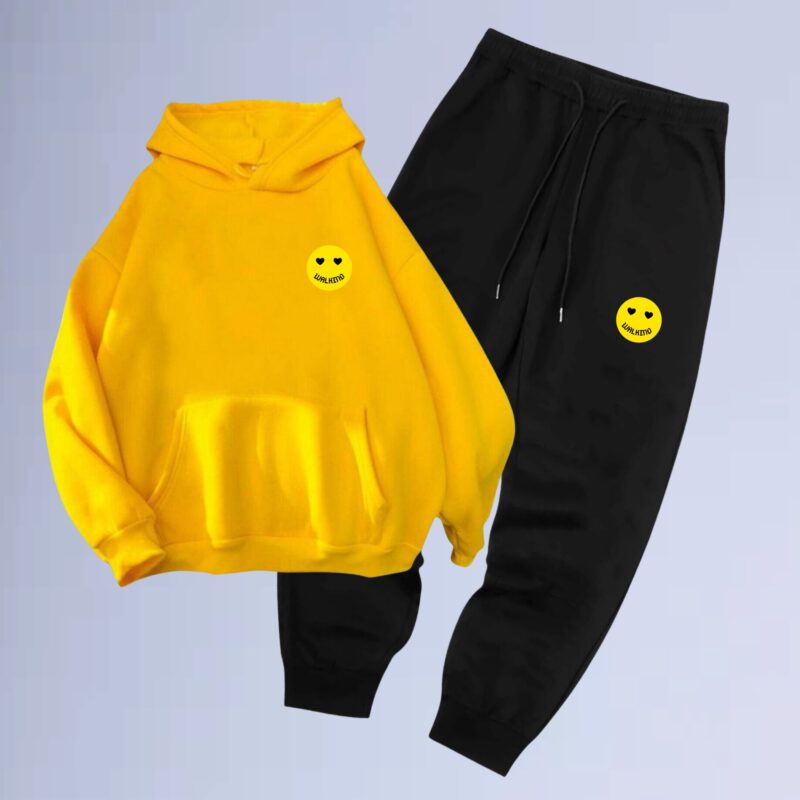 Amarelo — Conjunto de Moletom Canguru Walkind Smilie Yellow