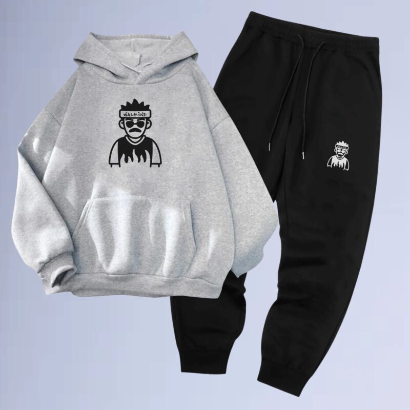 Cinza Mescla — Conjunto de Moletom Canguru Walkind Swag