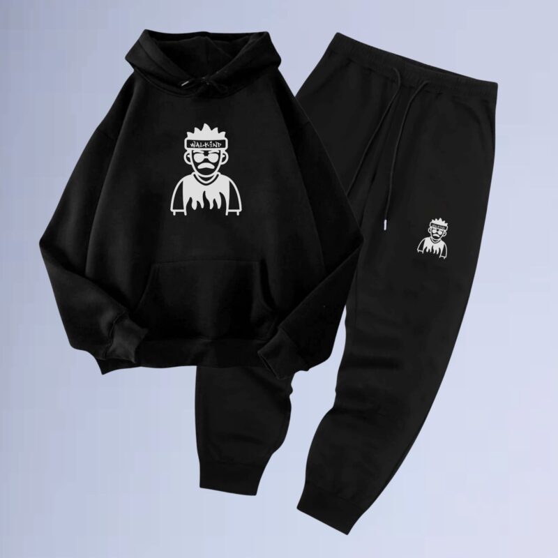 Preto — Conjunto de Moletom Canguru Walkind Swag