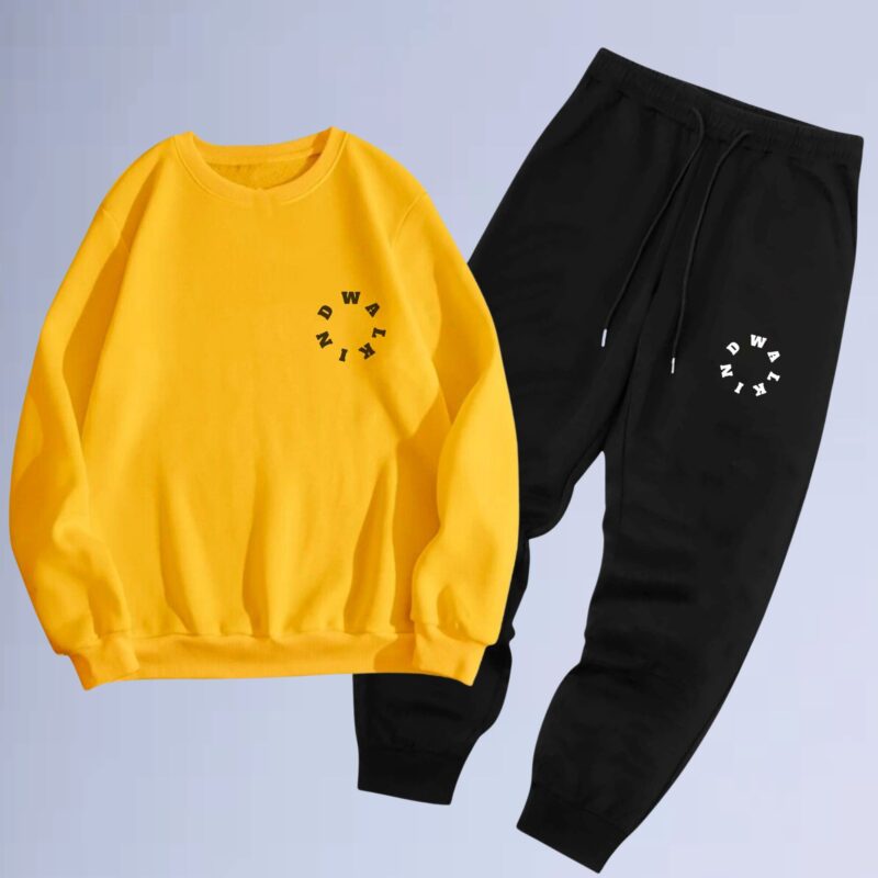 Amarelo — Conjunto de moletom gola careca circ small