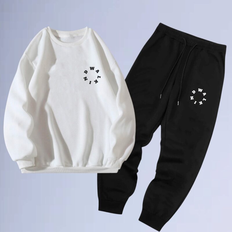 Branco — Conjunto de moletom gola careca circ small