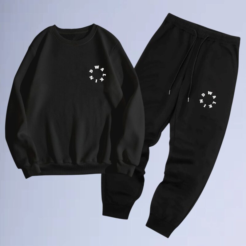 Preto — Conjunto de moletom gola careca circ small