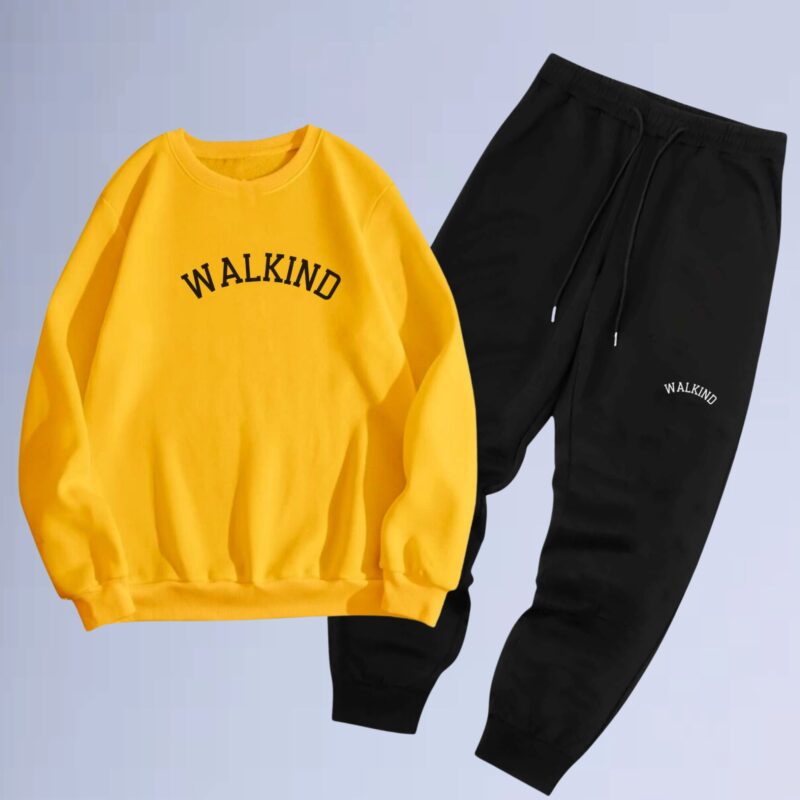 Amarelo — conjunto de moletom gola careca curved