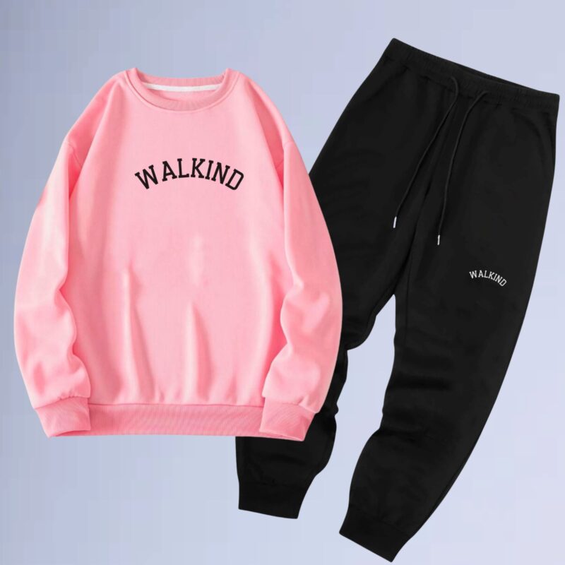 Rosa — conjunto de moletom gola careca curved