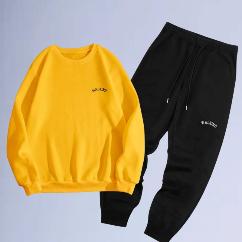 Amarelo — conjunto de moletom gola careca curved small