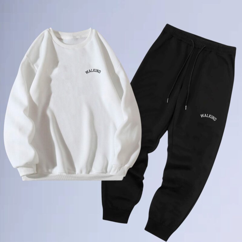 Branco — conjunto de moletom gola careca curved small