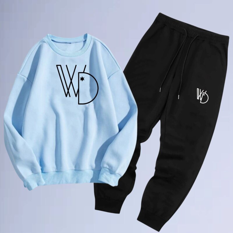 Azul bb — conjunto de moletom gola careca logobox