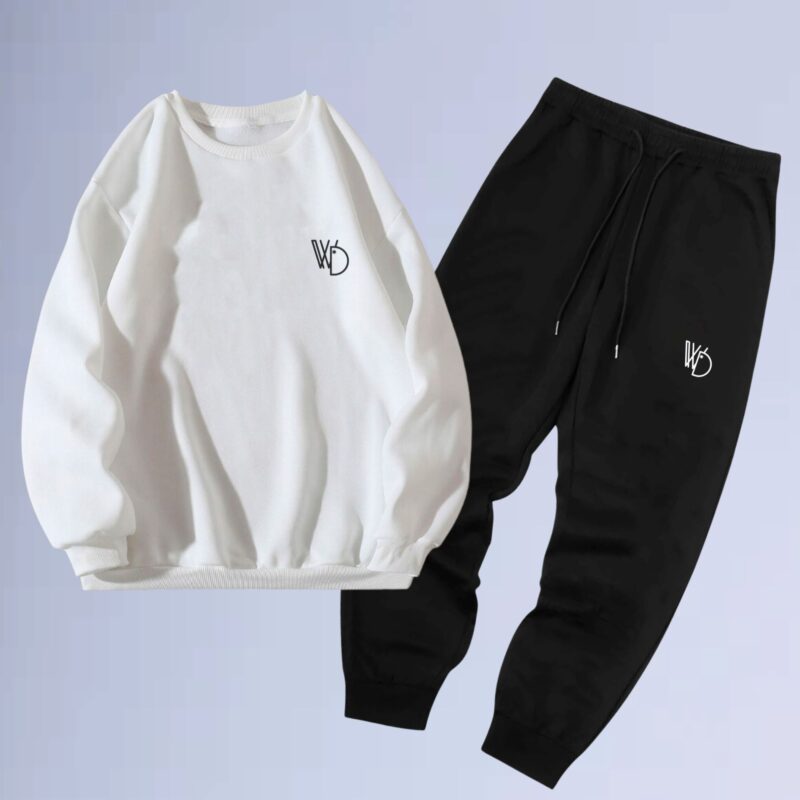 Branco — conjunto de moletom gola careca logobox small