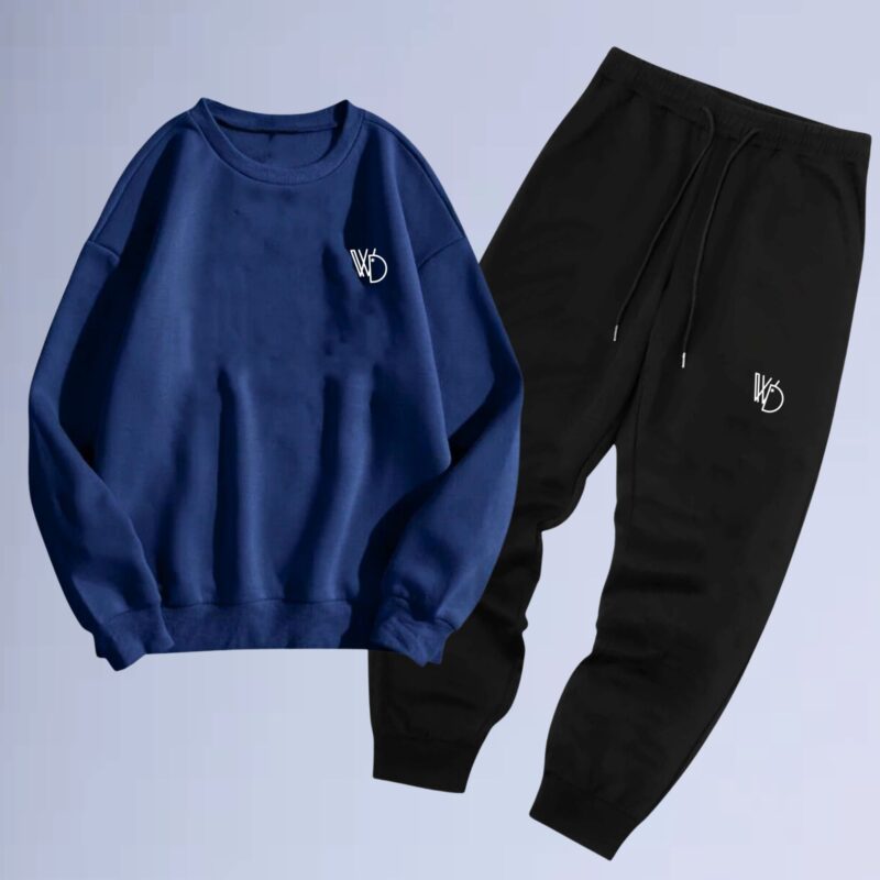 Azul Marinho — conjunto de moletom gola careca logobox small