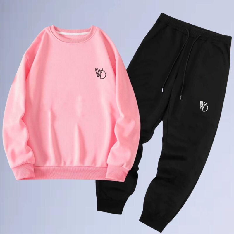 Rosa — conjunto de moletom gola careca logobox small