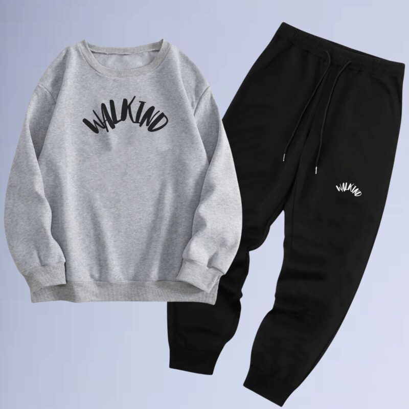 Cinza Mescla — conjunto de moletom gola careca pissed