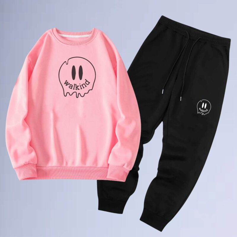 Rosa — Conjunto de moletom gola careca smilie melt
