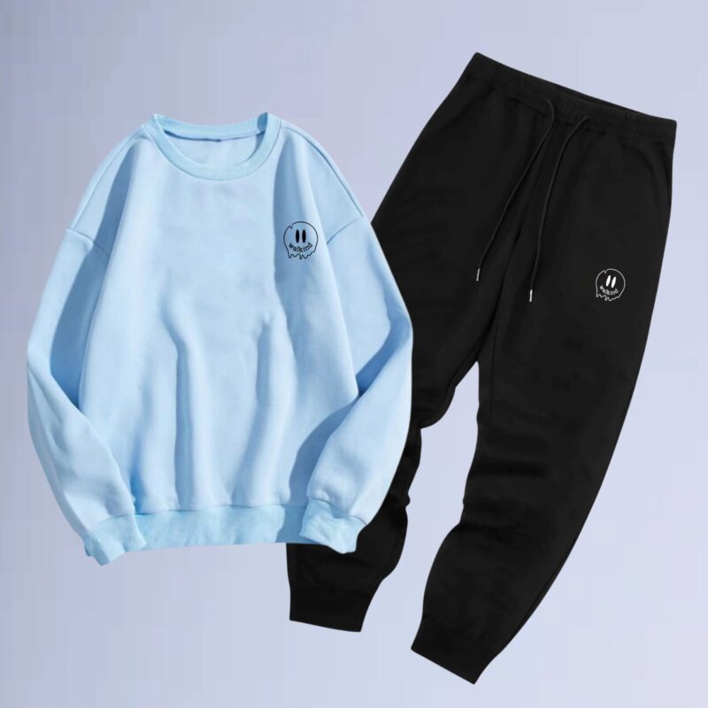 Azul bb — Conjunto de moletom gola careca smilie melt small