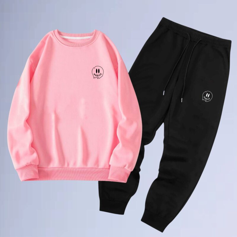 Rosa — Conjunto de moletom gola careca smilie melt small