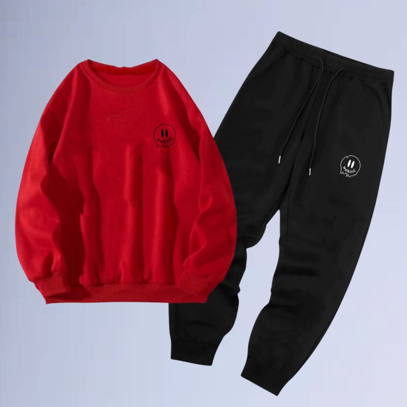 Vermelho — Conjunto de moletom gola careca smilie melt small