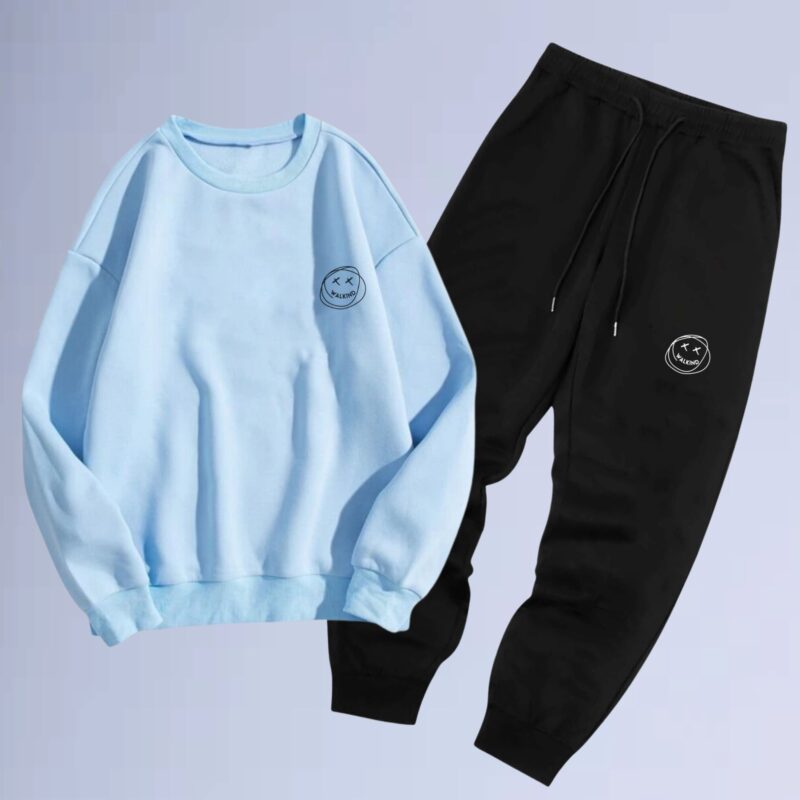 Azul bb — Conjunto de moletom gola careca smilie small