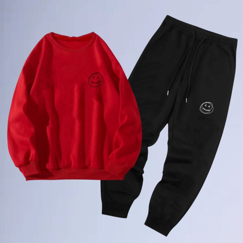 Vermelho — Conjunto de moletom gola careca smilie small