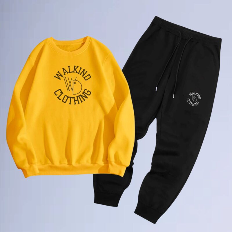 Amarelo — conjunto de moletom gola careca walkind clothing