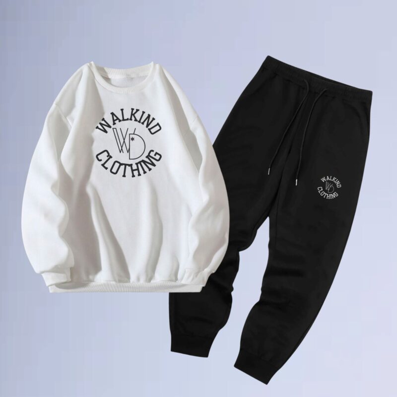 Branco — conjunto de moletom gola careca walkind clothing