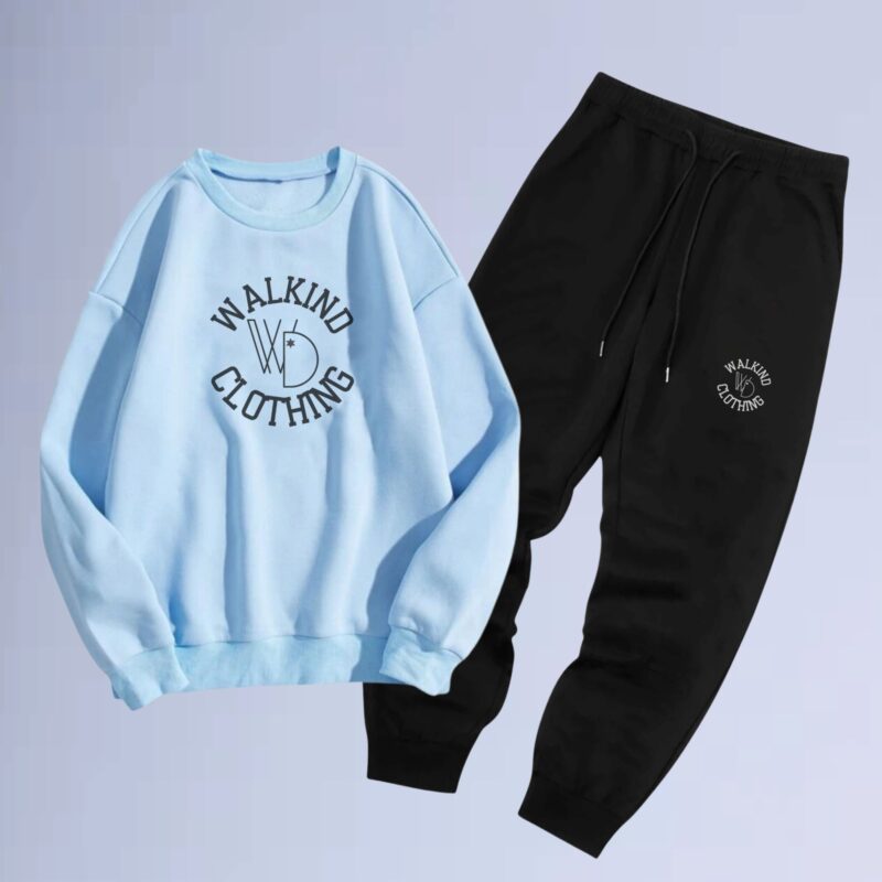 Azul bb — conjunto de moletom gola careca walkind clothing