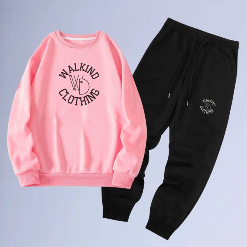 Rosa — conjunto de moletom gola careca walkind clothing