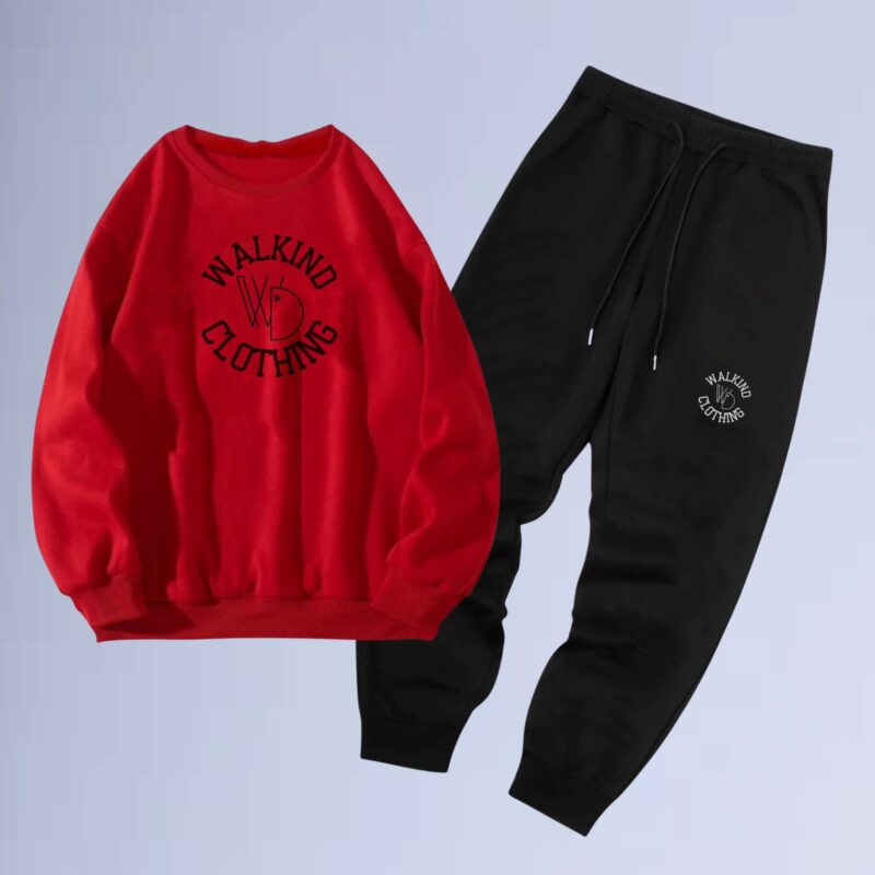 Vermelho — conjunto de moletom gola careca walkind clothing