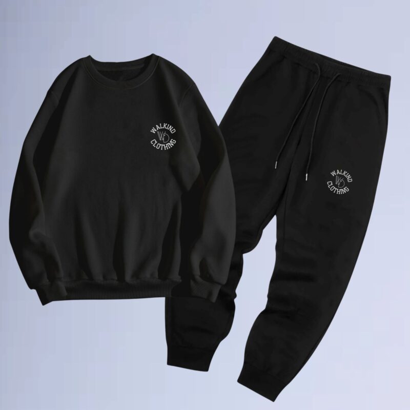 Preto — conjunto de moletom gola careca walkind clothing small