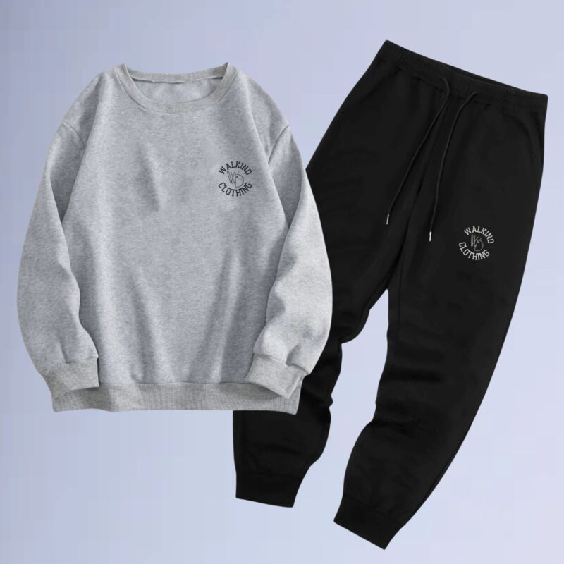 Cinza Mescla — conjunto de moletom gola careca walkind clothing small