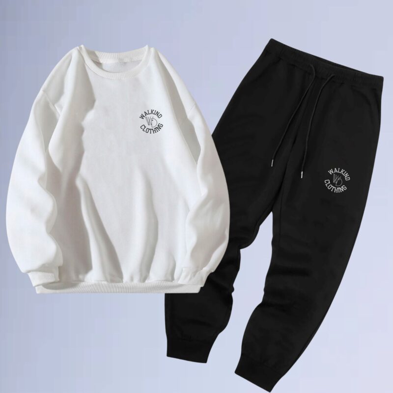 Branco — conjunto de moletom gola careca walkind clothing small