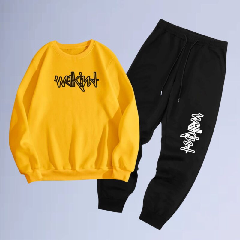 Amarelo — Conjunto de moletom gola careca walkind draftbox