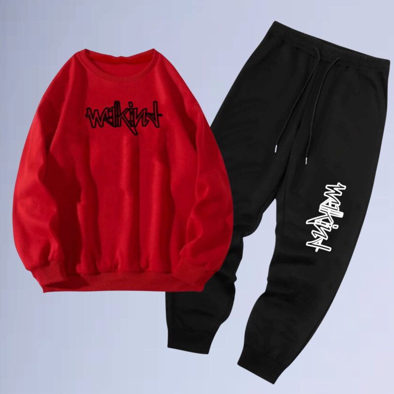 Vermelho — Conjunto de moletom gola careca walkind draftbox