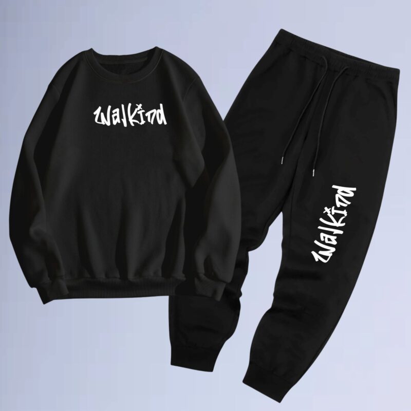 Preto — conjunto de moletom gola careca walkind grafite