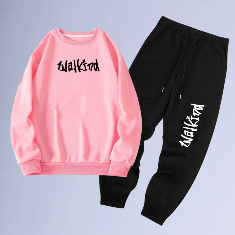 Rosa — conjunto de moletom gola careca walkind grafite