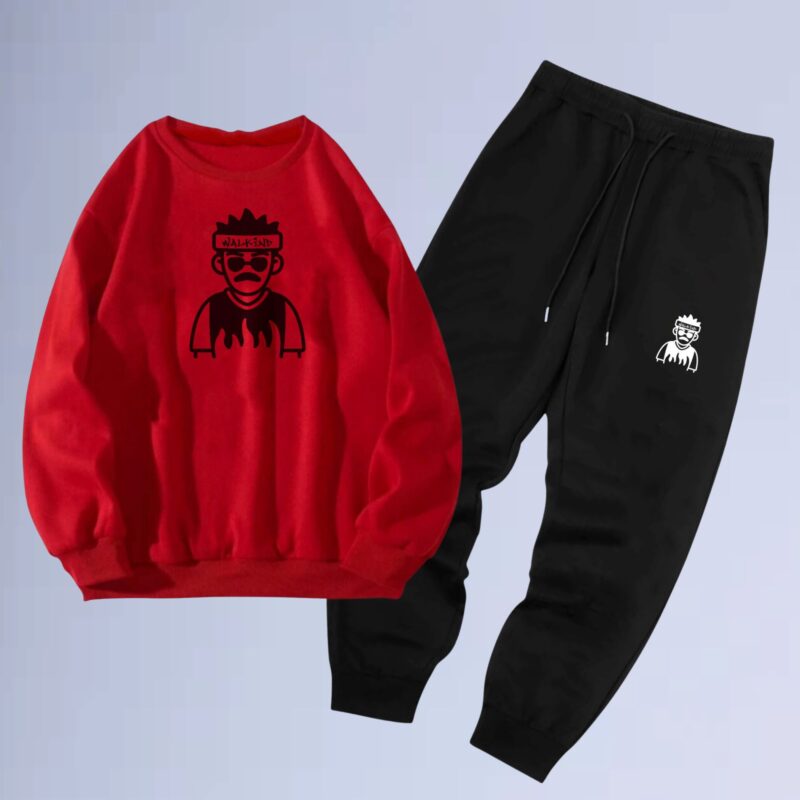 Vermelho — Conjunto de moletom gola careca walkind swag